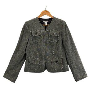 Vtg 90s Blazer Moto Gray Weave Multi Color Specs Silver Studs & Thread M Mishca